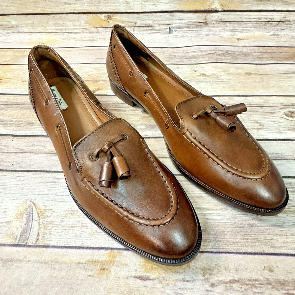 Massimo Dutti Chestnut Brown Leather Tassel Loafers